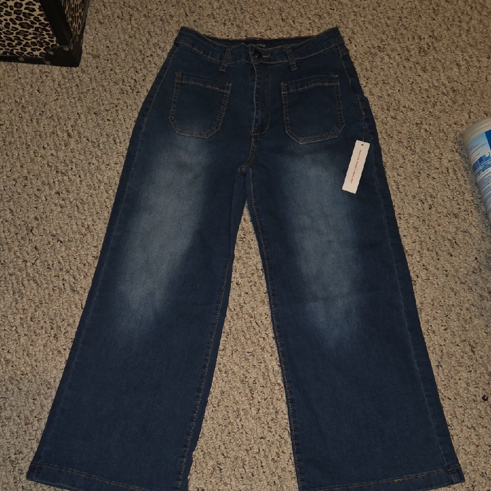 Modcloth Boardwalk Beauty Wide Leg Crop Jeans